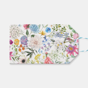 Etiqueta Para Presente Desenho Floral Colorido de Estilo Vintage