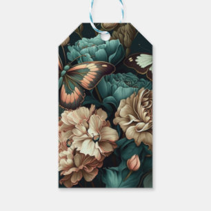 Etiqueta Para Presente Desenho retrô vintage floral verde