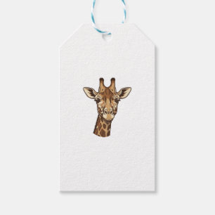 Etiqueta Para Presente Desenho Vetorial de Cabeça de Girafa Gravada Vinta