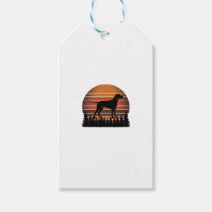Etiqueta Para Presente Desenho Vetorial de Cachorro de Caça Vintage Flore