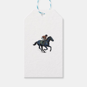 Etiqueta Para Presente Desenho Vetorial de Jóquei de Corrida de Cavalos V