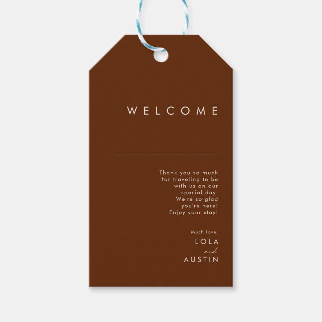 Etiqueta Para Presente Deserto Simples | Dark Cinnamon Wedding Welcome (Frente)