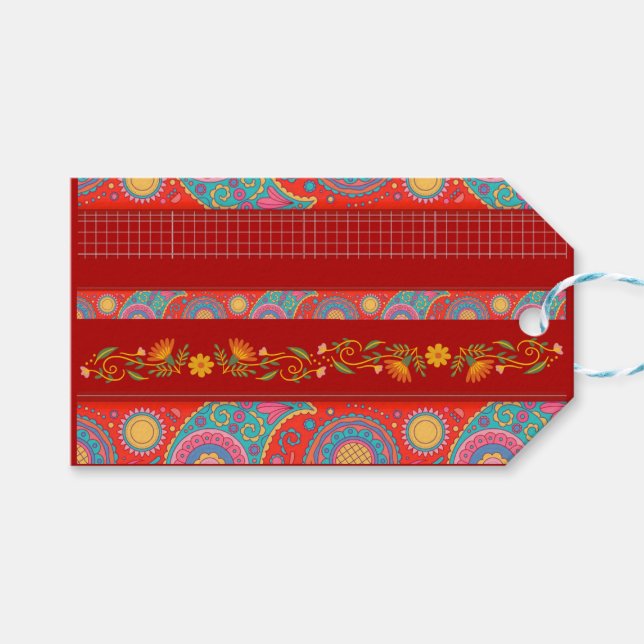 Etiqueta Para Presente Desi Wedding Style Deep Red Design (Frente (horizontal))