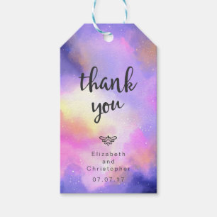 Etiqueta Para Presente Design de Aquarela Legal - Nuvens Surreais Obrigad