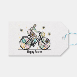 Etiqueta Para Presente Design de Bicicleta de Páscoa com Nome Personaliza