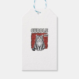 Etiqueta Para Presente Design de Camisa de Gato Vintage Cuddle King_1