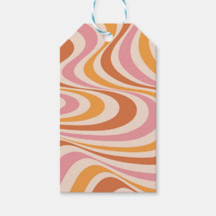 Etiqueta Para Presente Design de espiral de abstrato cor-de-rosa e laranj