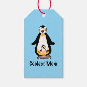 Etiqueta Para Presente Design de Família de Pinguim da Mãe Mais Legal