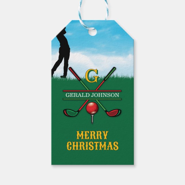 Etiqueta Para Presente Design de Férias de Golfe de Natal Alegre (Frente)