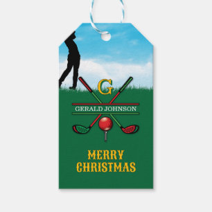 Etiqueta Para Presente Design de Férias de Golfe Natalino Alegre