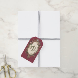 Etiqueta Para Presente Design de Moldura de Corações Encantadores + seu t