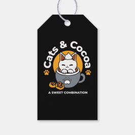 Etiqueta Para Presente Design de Mug Feriado com Cozy Cat e Cookies de Pa