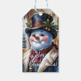 Etiqueta Para Presente Design de Natal de Boneco de Neve Vitoriano