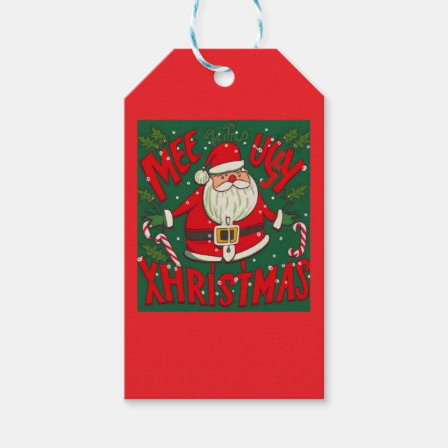 Etiqueta Para Presente Design de Papai noel Feio e Engraçado (Frente)