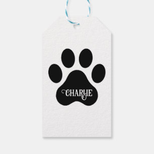 Etiqueta Para Presente Design de Silhueta do Nome da Pata do Cachorro