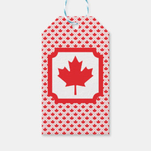Etiqueta Para Presente Design do mapa canadense vermelho e branco
