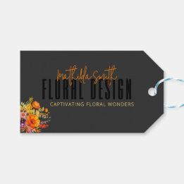 Etiqueta Para Presente Design Floral Sofisticado Flores Laranja Preta