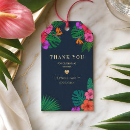 Etiqueta Para Presente Design Floral Tropical | Hibisco & Folhagens