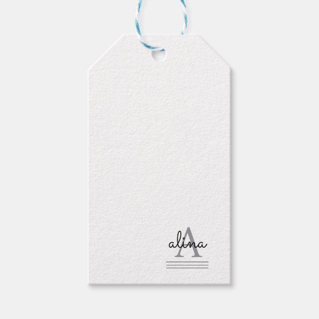 Etiqueta Para Presente Design Personalizado Simples Monograma (Frente)