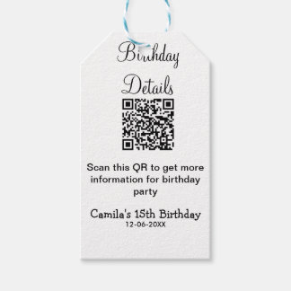 Etiqueta Para Presente detalhes da festa de aniversário de qr scan modern