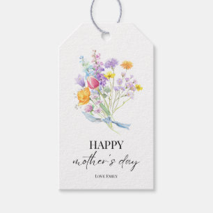 Etiqueta Para Presente Dia da Mãe do Buquê Colorido e Flor Personalizável