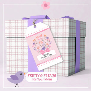 Etiqueta Para Presente Dia da Mãe do Buquê Floral Rosa