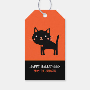 Etiqueta Para Presente Dia das Bruxas de Gato Preto