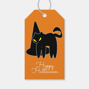 Etiqueta Para Presente Dia das Bruxas Gato Preto Chapéu Travessuras ou Gu