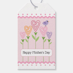 Etiqueta Para Presente Dia de as mães de Corações Florais Rosa