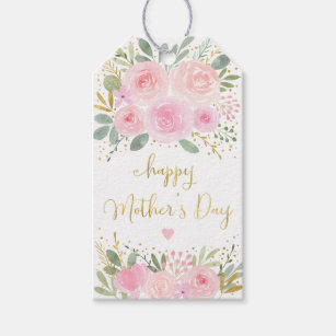 Etiqueta Para Presente Dia de as mães Feliz Floral Dourado