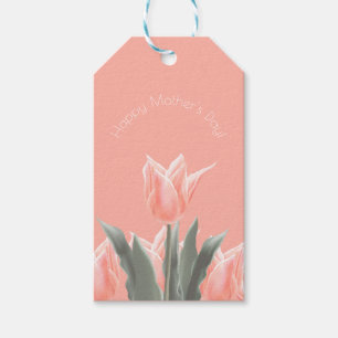 Etiqueta Para Presente Dia de as mães feliz! Flores de Tulipas de Pêsse