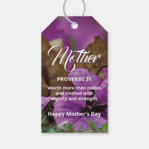 Etiqueta Para Presente Dia de as mães FELIZ Proverbos 31 Floral Roxo