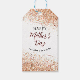 Etiqueta Para Presente Dia de as mães Glitter Dourado Rosa Chic