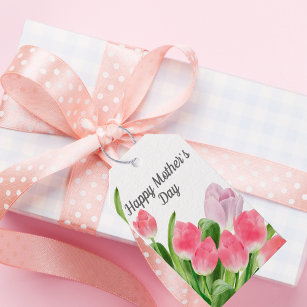 Etiqueta Para Presente Dia de as mães Tulip Rosa