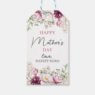 Etiqueta Para Presente Dia de as mães White e Purple Floral Verde Favor