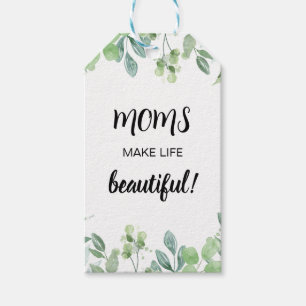 Etiqueta Para Presente Dia de as mães Word Art Com Folhagem