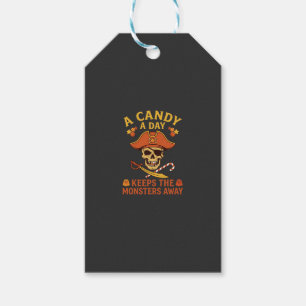 Etiqueta Para Presente Dia de Doces Halloween Pirata Caveira Bengala