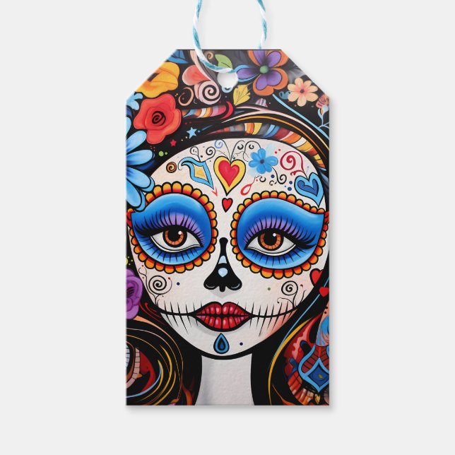 Etiqueta Para Presente Dia de Muertos ☠️ La Calavera Catrina (Frente)