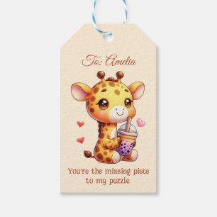 Etiqueta Para Presente Dia de os namorados Cute Giraffe Love Boba