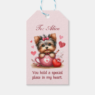 Etiqueta Para Presente Dia de os namorados Cute Yorkshire Terrier Dog