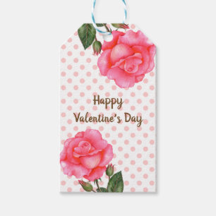 Etiqueta Para Presente Dia de os namorados de Bolinhas de Rosa Rosa Cor-d