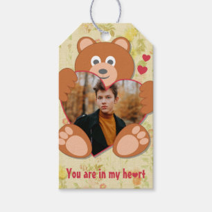Etiqueta Para Presente Dia de os namorados de urso de pelúcia floral   