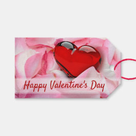 Etiqueta Para Presente Dia de os namorados Red Glass Heart Rosa