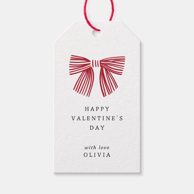 Etiqueta Para Presente Dia de os namorados vermelho simples (Frente)