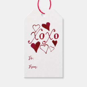 Etiqueta Para Presente Dia de os namorados Whimsical XOXO, Com Letra Mão,