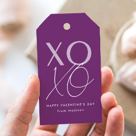 Etiqueta Para Presente Dia de os namorados XOXO Roxo Moderno