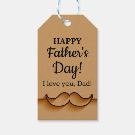 Etiqueta Para Presente DIA DE OS PAIS marrom elegante de bigode