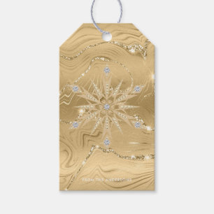 Etiqueta Para Presente Diamante de Floco de Neve Dourado de luxo
