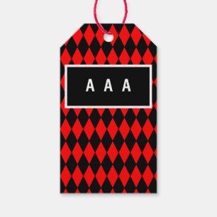 ETIQUETA PARA PRESENTE DIAMANTE VERMELHO E PRETO DE MONOGRAMA PERSONALIZA