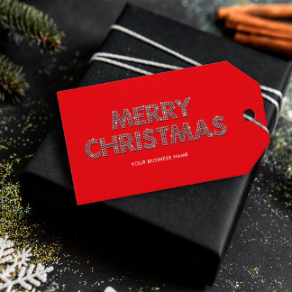 Etiqueta Para Presente Diamantes Elegantes Feliz Natal Negócios Vermelho